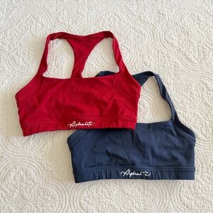 Set of 2 Alphalete Red Navy Sports Bra Pullover Racerback Size Small